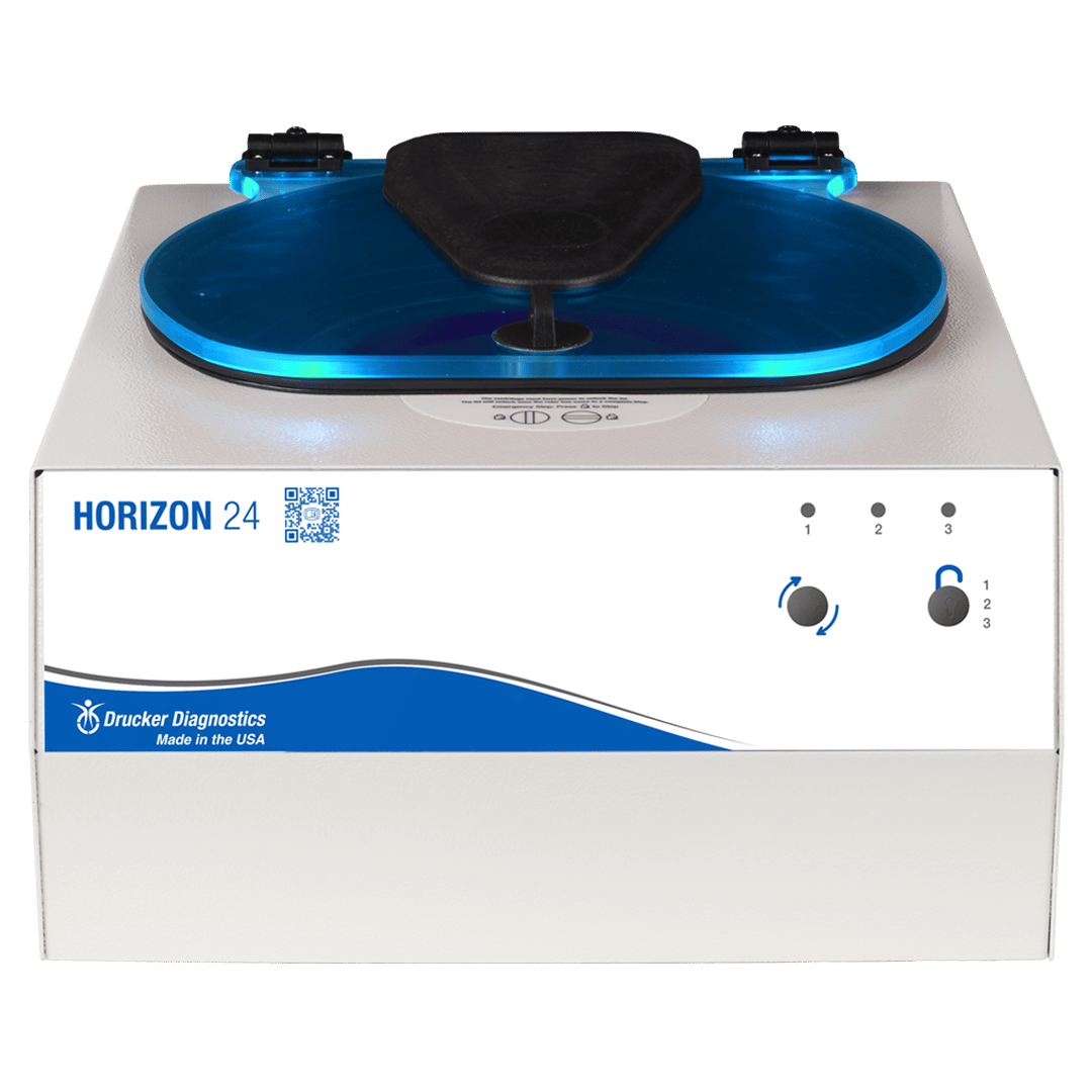 HORIZON 24 large capacity benchtop centrifuge, front view.