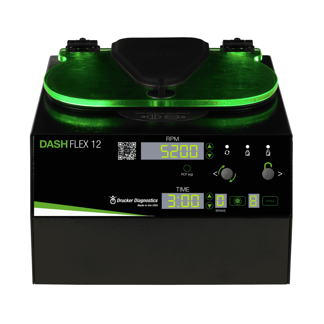 Digital display STAT centrifuge DASH Flex 12, seen from the front.