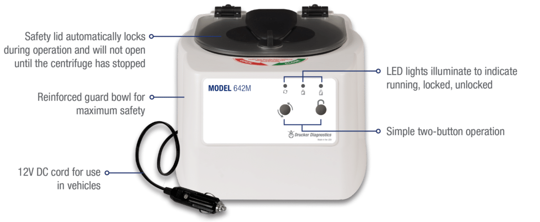 Model 642M 12V DC Mobile Centrifuge | Drucker Diagnostics